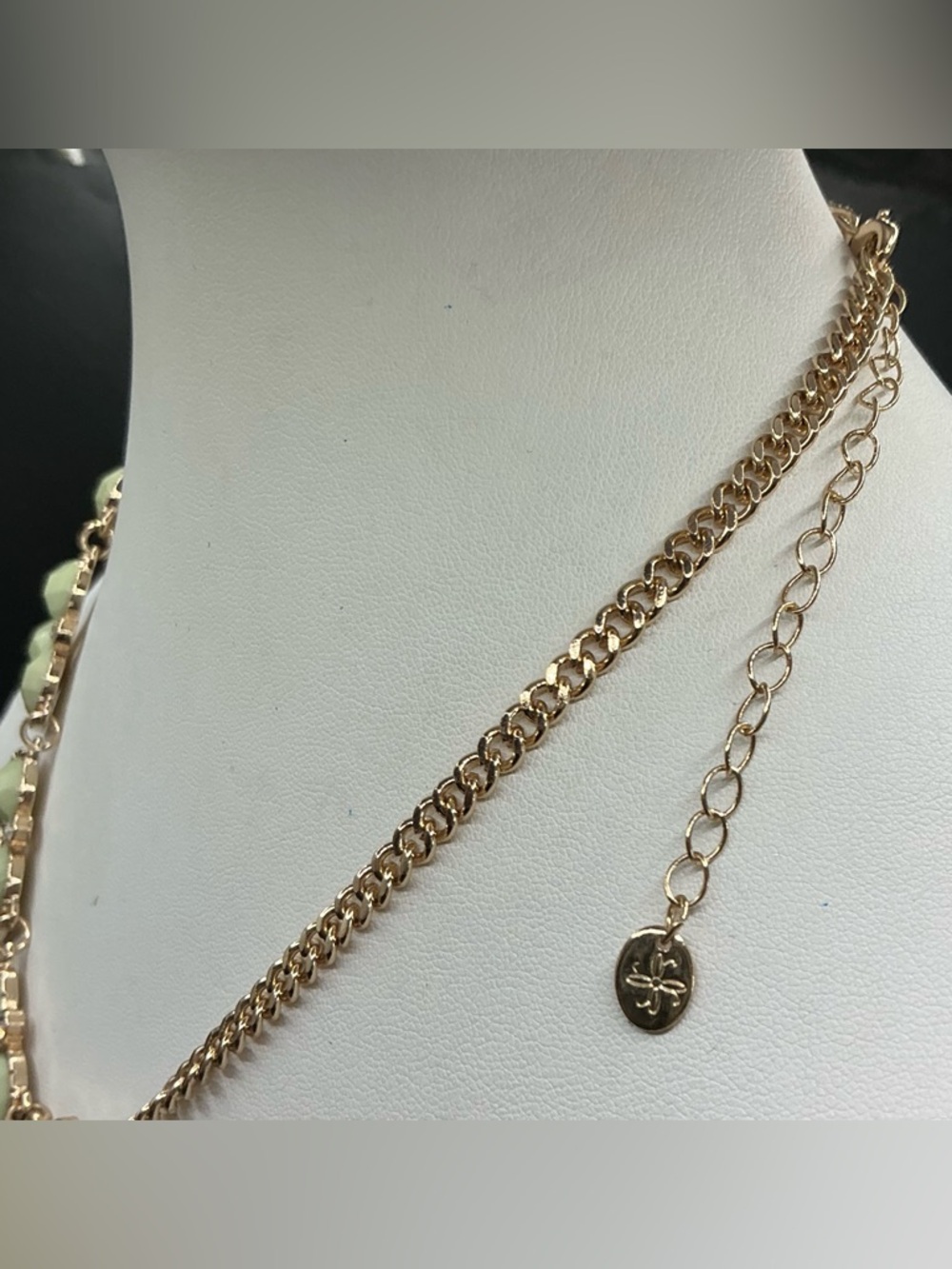 ICING GOLD TONE MINT AND RHINESTONE STATEMENT NECKLACE - Picture 3 of 3